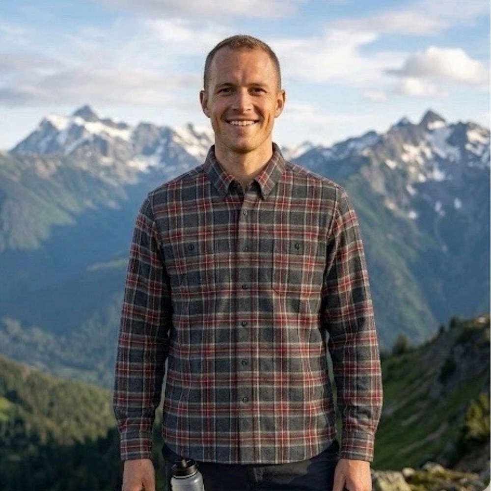 LL Bean Men's Scotch Plaid Long Sleeve Flannel, Grey Stewart, Medium, New